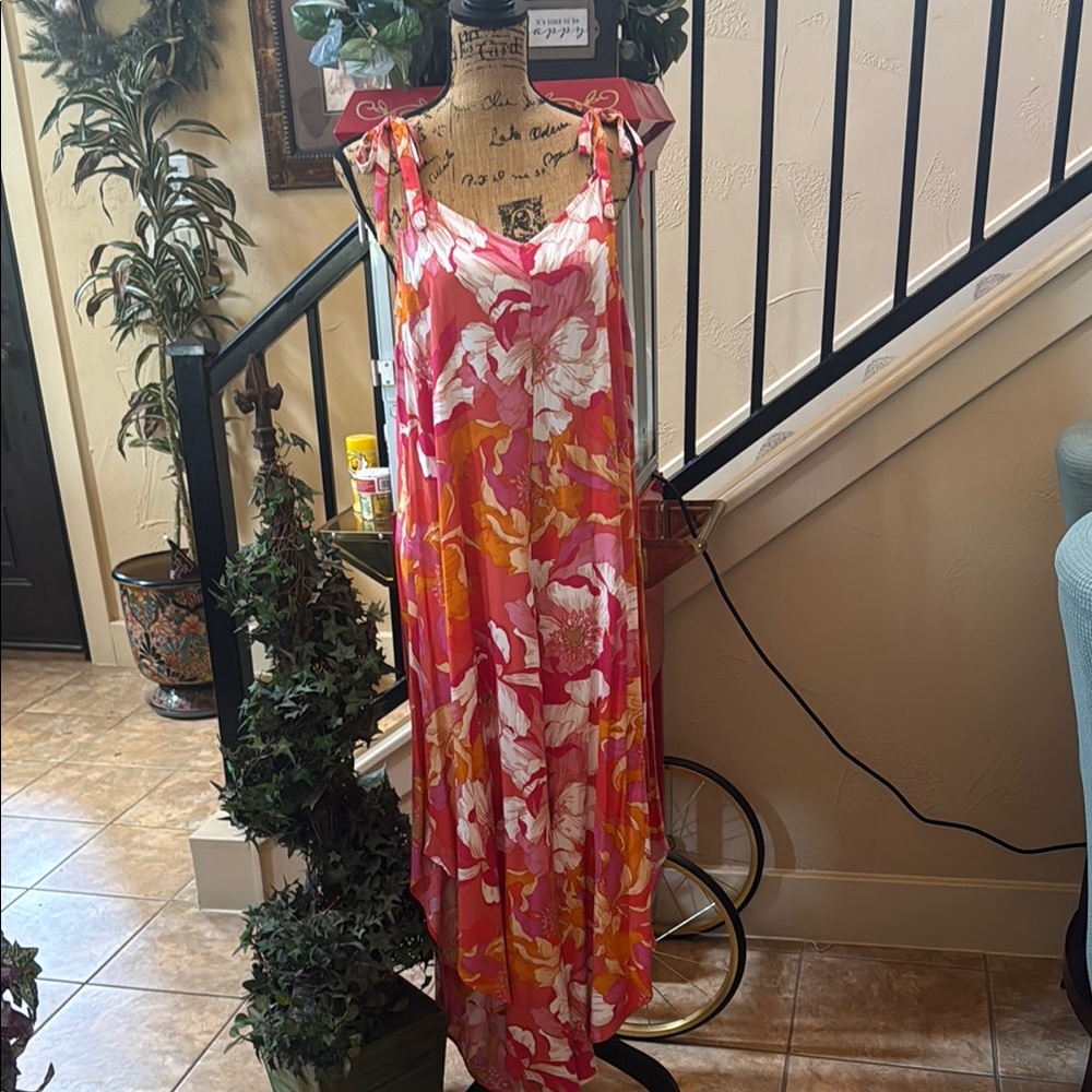 Vince Camuto Pink and Orange Floral Dress